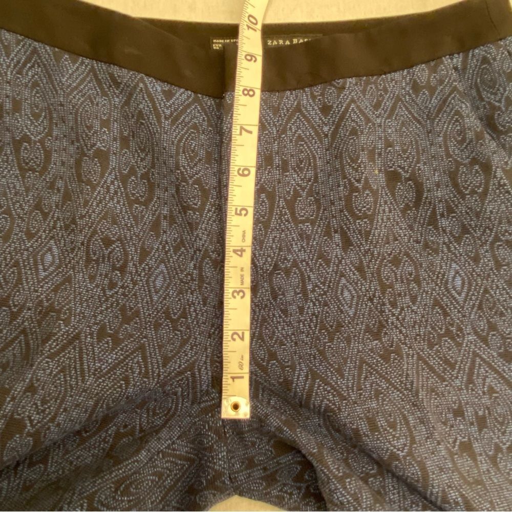 Zara Damask Print Slim Ankle Pants Blue Black Jacquard XS - Picture 8 of 12